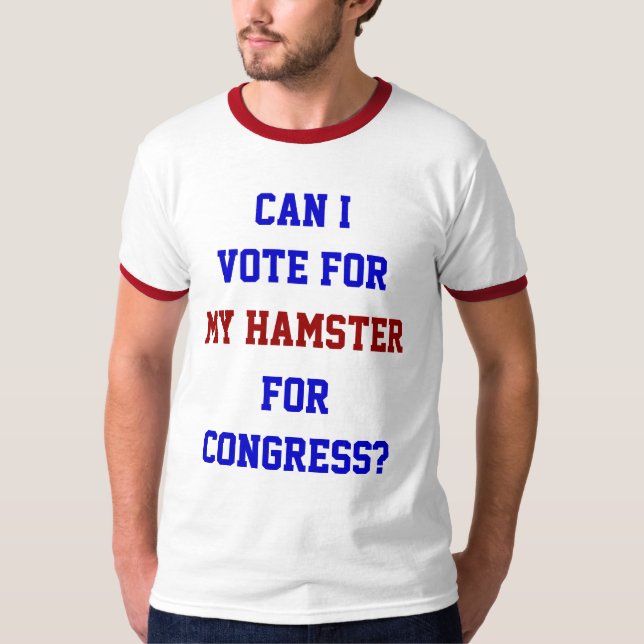 Rösta för min Hamster-kongress Lustigt politiskt Tee Shirt (Framsida)