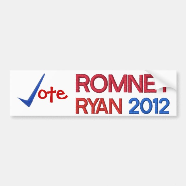 Rösta för Romney Ryan 2012 Bildekal (Framsidan)