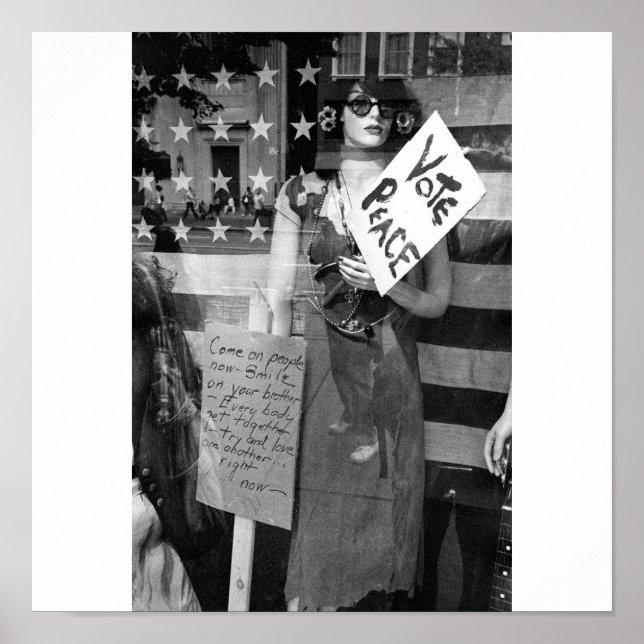 Rösta fred, ett svartvitt tryck (Framsidan)