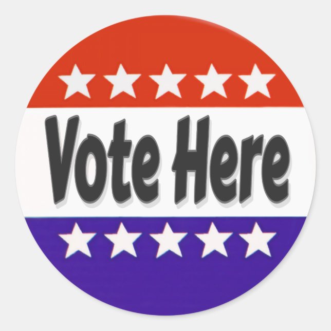 Rösta här runt klistermärke (Framsida)