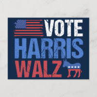 Rösta Harris Walz Demokrat Åsna Amerikansk Flagga