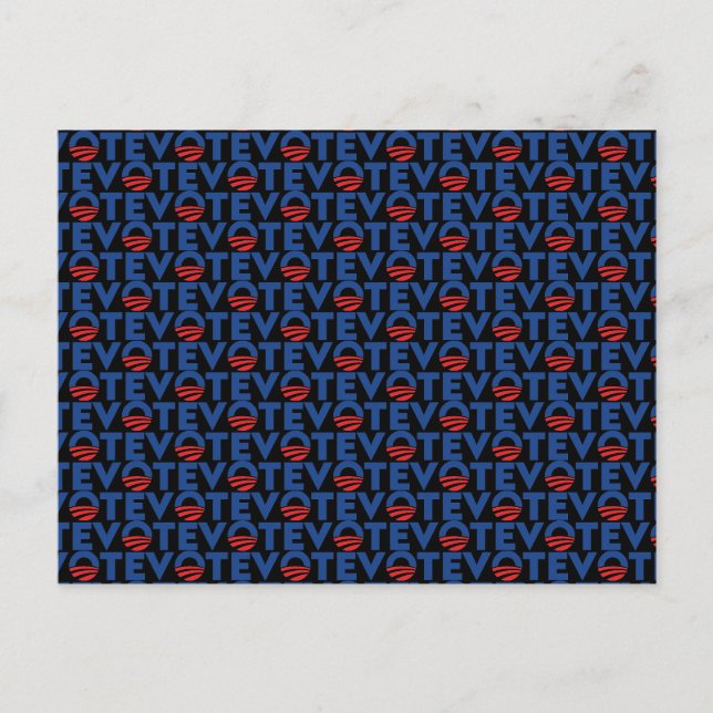 Rösta hopp röd svart blå modern typografi mönster vykort (Framsida)