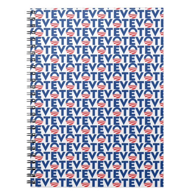 Rösta hopp, vit och blå typografi mönster anteckningsbok (Framsidan)