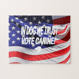 Rösta Hund med American Flagga Puzzle Pussel