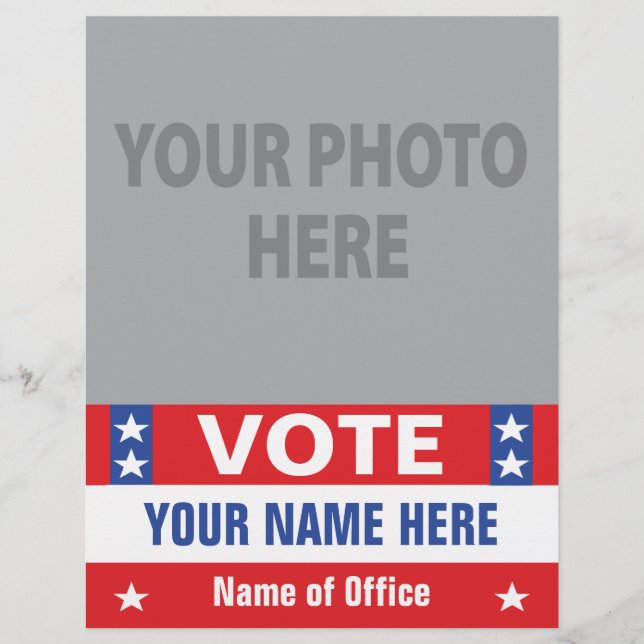 Rösta Kampanj rött vitt blått stjärnor Reklamblad (Framsidan)