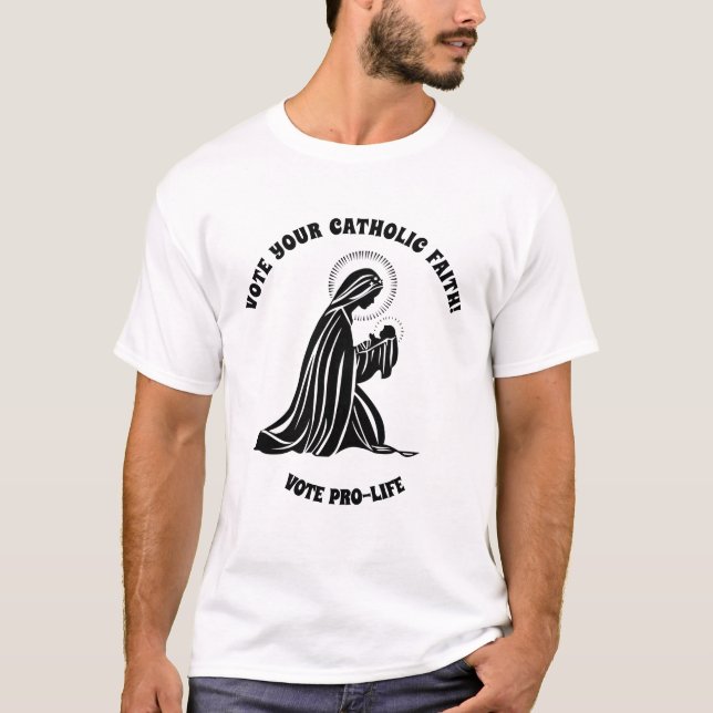 Rösta katolska Junggin Mary Jesus Religiösa T Shirt (Framsida)
