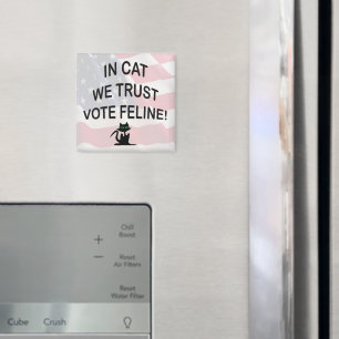 Rösta katt med amerikansk Flagga Magnet