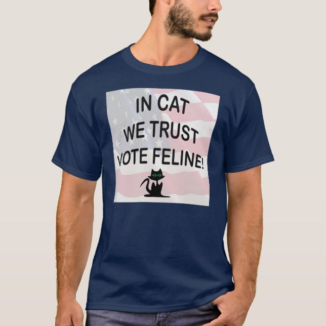 Rösta katt med amerikansk Flagga Tee (Framsida)