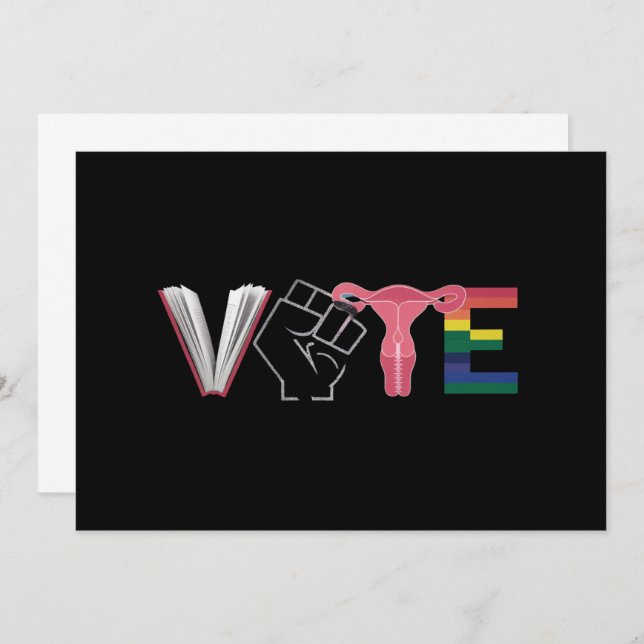 Rösta kvinnliga kvinnors Höger Bannade Bokar HBT-Q Inbjudningar (Fram/baksida)