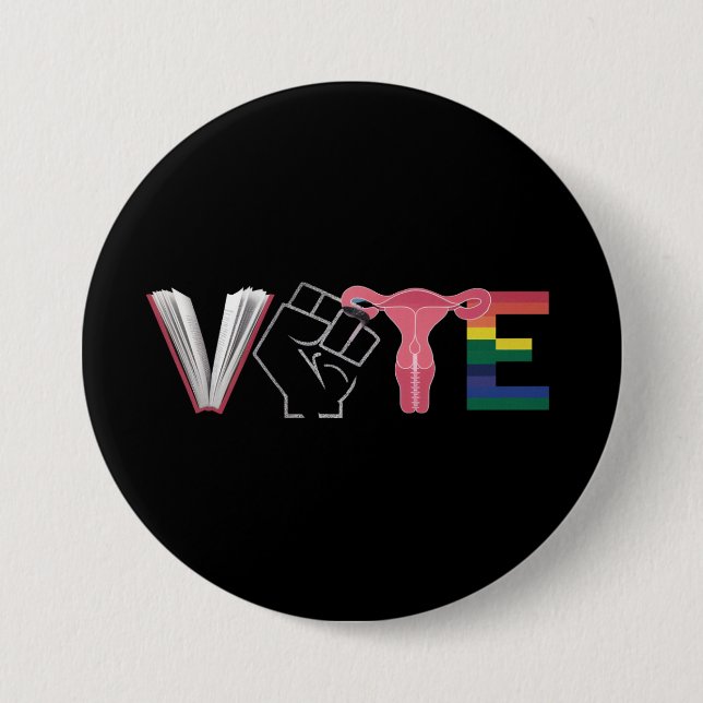 Rösta kvinnliga kvinnors Höger Bannade Bokar HBT-Q Knapp (Framsida)