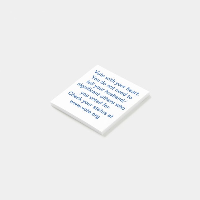 Rösta med hjärtat post-it block (Vinklad)