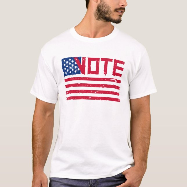 Rösta med rösträtt med USA:s Flagga. T-Shirt (Framsida)