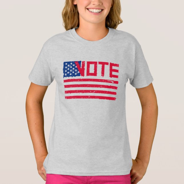 Rösta med rösträtt med USA:s Flagga. T-Shirt (Framsida)