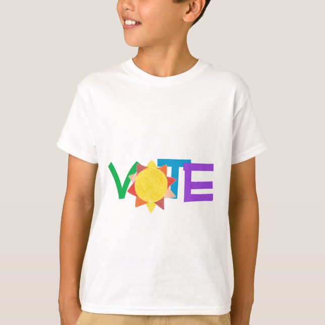 Rösta med solen / regnbåge GOTV Rösta T-shirt  (Framsida)