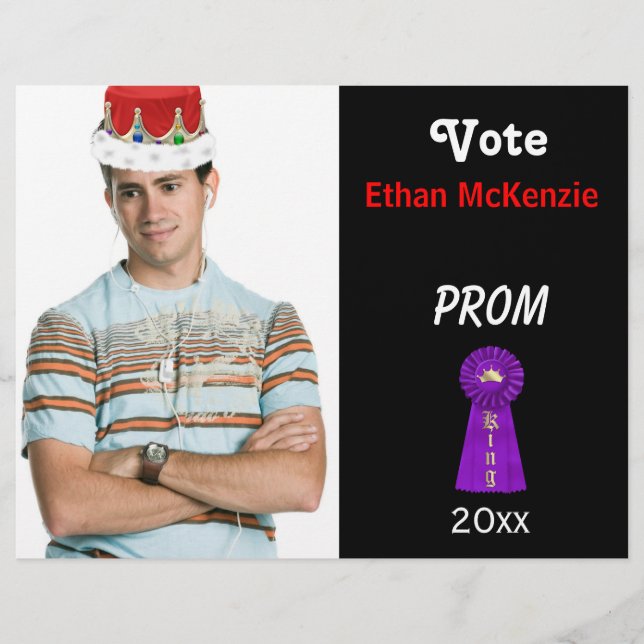 Rösta mig för Prom Kung (Lila) Reklamblad (Framsidan)