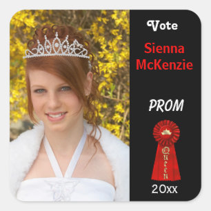 Rösta mig för Prom Queen (Röd) Fyrkantigt Klistermärke