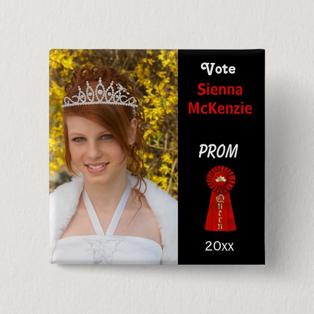 Rösta mig för Prom Queen (Röd) Knapp (Framsida)