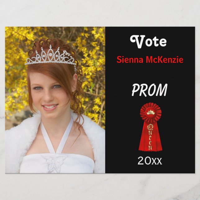 Rösta mig för Prom Queen (Röd) Reklamblad (Framsidan)