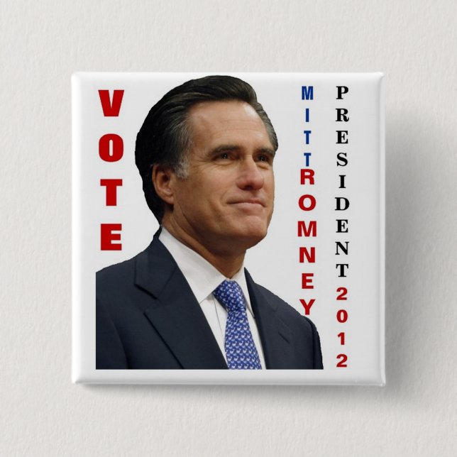 Rösta Mitt Romney 2012 Pinback-knapp Knapp (Framsida)