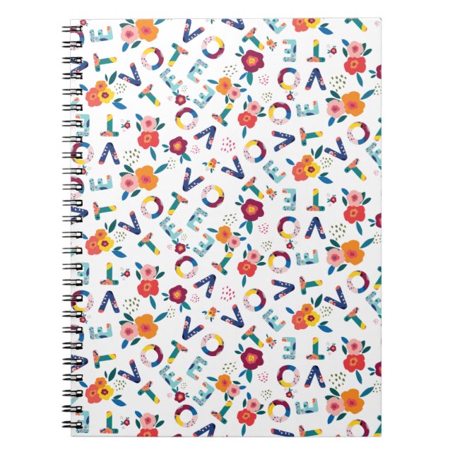 Rösta modern Blommigt Viktigt i Rosan Blåkorall Anteckningsbok (Framsidan)