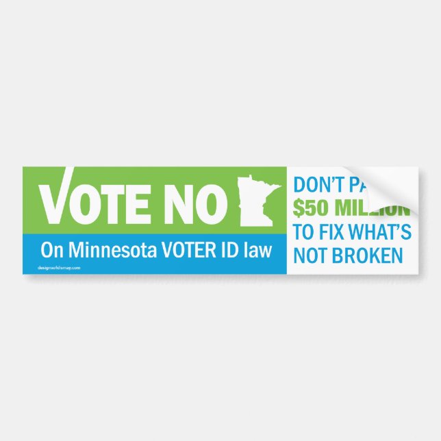 Rösta Nej på Minnesota Voter ID Lag Bumper Bildekal (Framsidan)