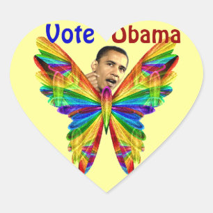 Rösta Obama_ Hjärtformat Klistermärke