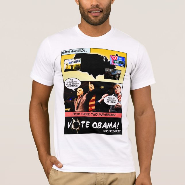 Rösta OBAMA! ValtecknadT-tröja T-shirt (Framsida)