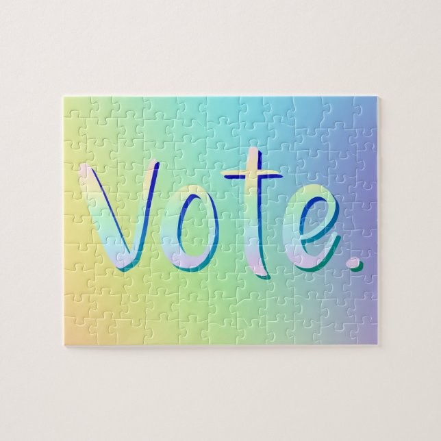 "Rösta." Pastel Rainbow Gradient Jigszle Puzzle Pussel (Horisontell)