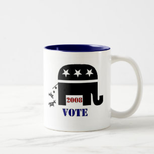 RÖSTA REPUBLIKANEN I KAFFEMUGGEN 2008 Två-Tonad MUGG