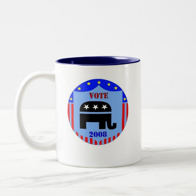 RÖSTA REPUBLIKANEN I KAFFEMUGGPOLITIK 2008 Två-Tonad MUGG (Vänster)