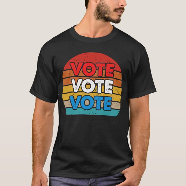 Rösta Rött Vitt Blått Retroval Enkel Design T Shirt (Framsida)