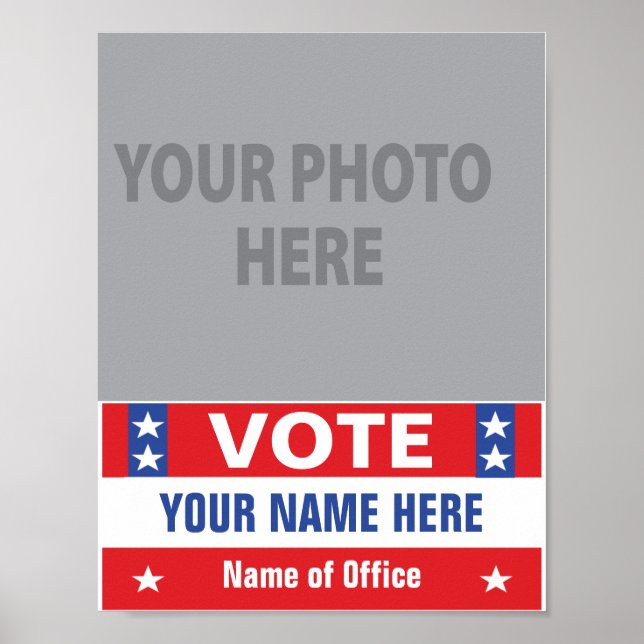 Rösta rött vitt blått stjärnor i Kampanj Poster (Framsidan)