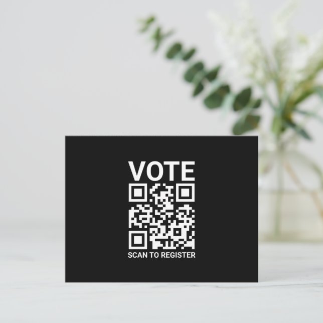 Rösta Scan QR-kod för registrering av svart anpass Vykort (Stående Fram)