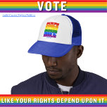 Rösta som dina HBT-Höger är beroende av det Keps<br><div class="desc">Rösta som dina LGBTQ-Höger beror på att det är "Trucker Hat". Lägg ut ord medan du bär hatten. Våra höger står på spel. Ut och rösta (BLUE). Röstblått (redigerbart)</div>