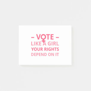 Rösta som en flicka dina Höger är beroende av det Post-it Block