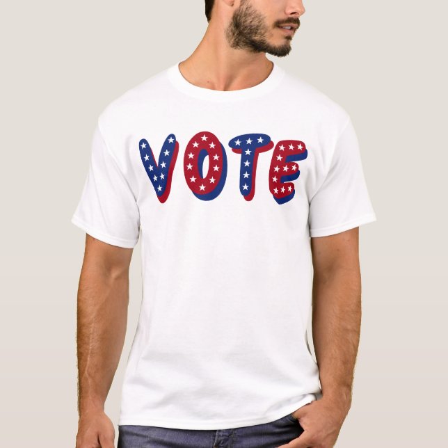 Rösta Stjärnor Röd Vit Blå T Shirt (Framsida)
