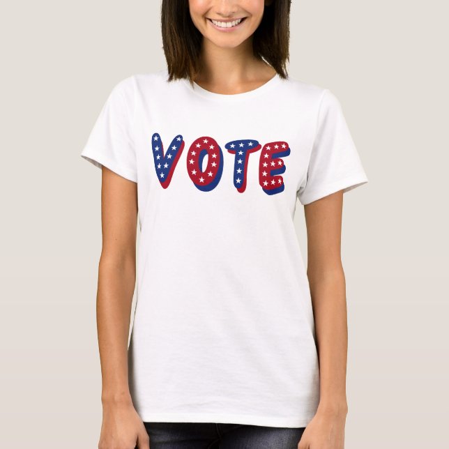 Rösta Stjärnor Röda Vita Och Blå T Shirt (Framsida)