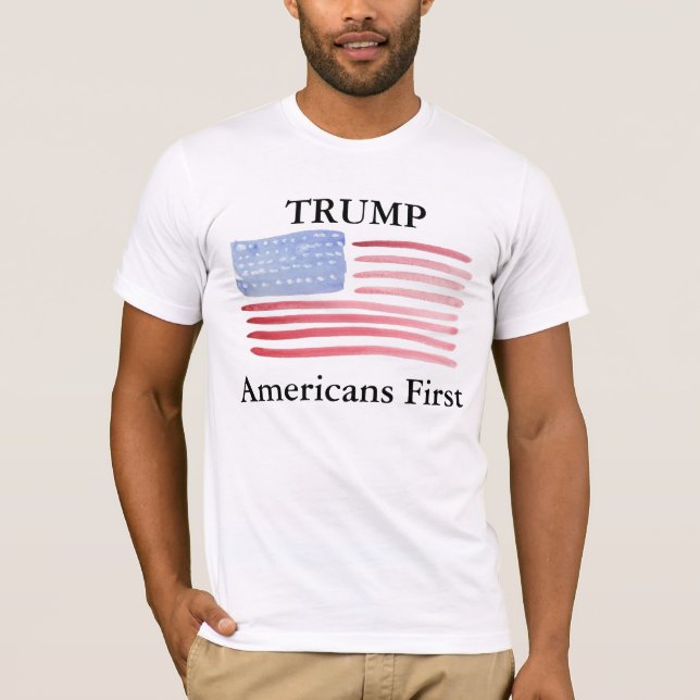 Rösta trumfamerikaner först t shirt (Framsida)
