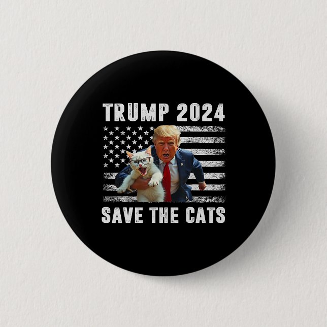 Rösta Trump 2025 Roligt Spara Katterna  Knapp (Framsida)