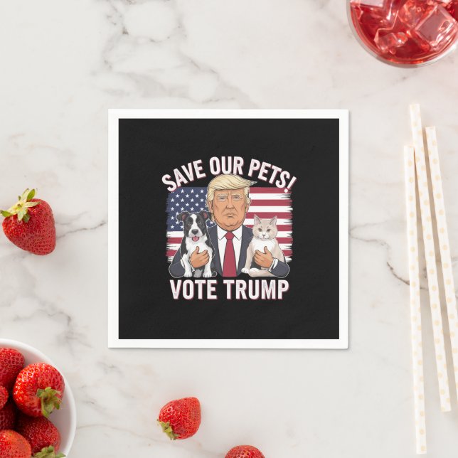 Rösta Trump Rädda Våra Husdjur Katter Hundar 2024  Pappersservett (Insitu)