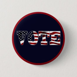 Rösta USA Flagga Blå Röd Design Knapp