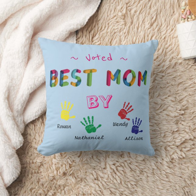 Röstad bästa Mamma-handkonst Pastel Blue Personali Kudde (Filt)