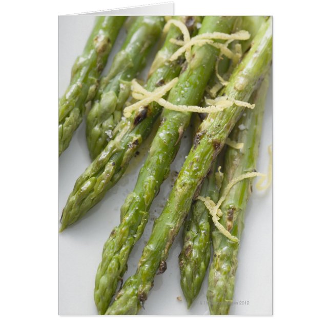 Rostad grönt asparagus med citronzest. hälsningskort (Framsidan)