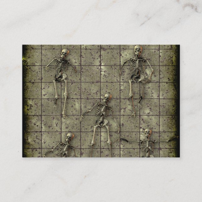 Rostad metall med skelett visitkort (Framsida)