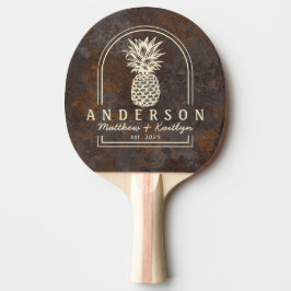 Rostad metallplåt Ananas Bröllopsbåge & Namn Pingisracket