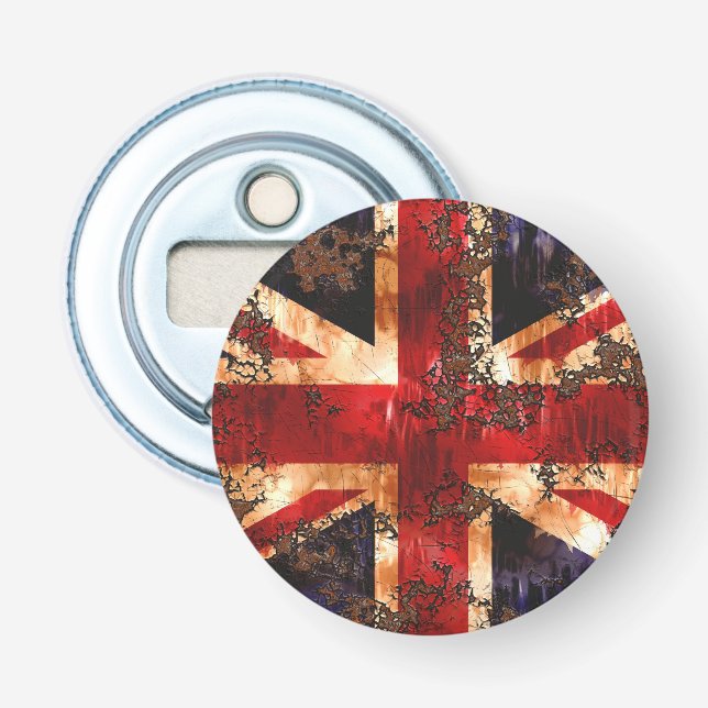 Rostad patriotisk Storbritannien-flagga Flasköppnare (Framsidan)