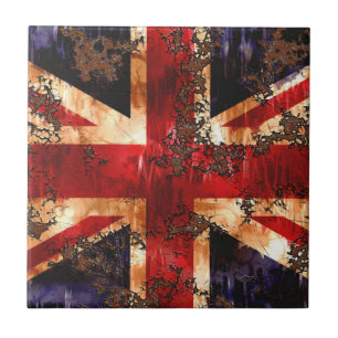 Rostad patriotisk Storbritannien-flagga Kakelplatta