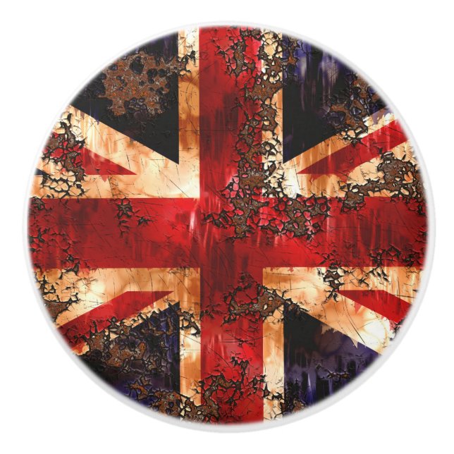 Rostad patriotisk Storbritannien-flagga Knopp (Framsidan)