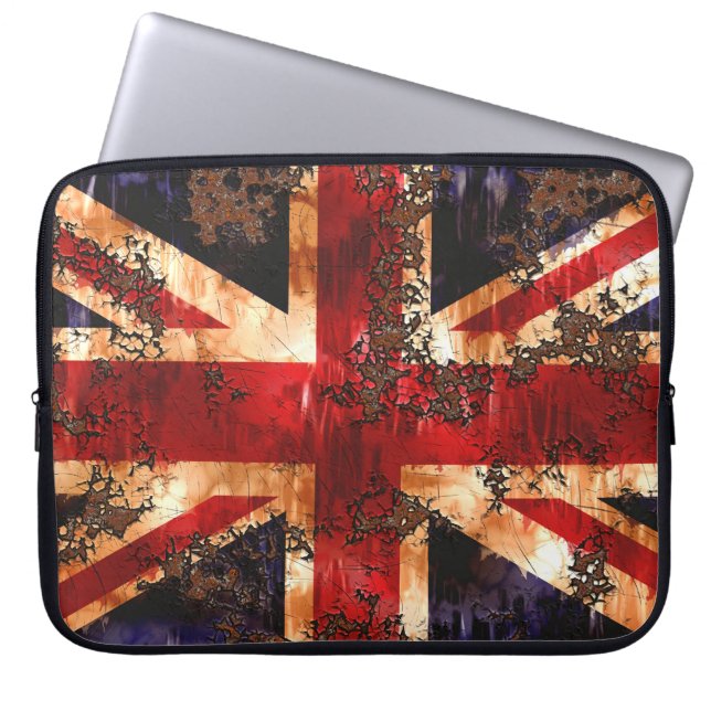 Rostad patriotisk Storbritannien-flagga Laptop Fodral (Framsidan)