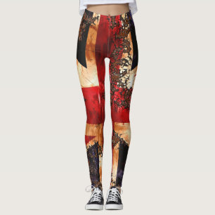 Rostad patriotisk Storbritannien-flagga Leggings